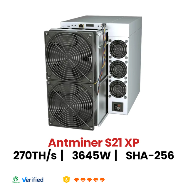 New Bitmain Antminer S21 XP 270TH/s 3645W 13.5J/TH SHA-256 Bitcoin ASIC Miner Ready Stock