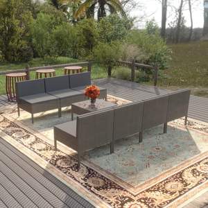 Ensemble de salon de jardin en rotin PE gris modulaire, meubles d'extérieur durables et élégants - Product Image 1