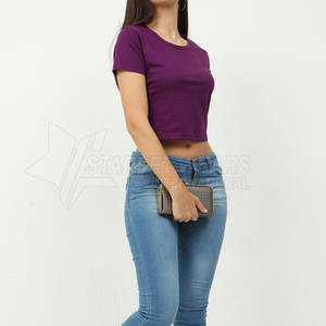 Top Corto para Mujer, Diseño Personalizado, Uso en Exteriores, MOQ Bajo, Color Sólido, Cómodo, Transpirable, Verano, Casual, Ecológico, Gran Venta - Product Image 5