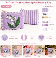 Kit de sac brodé à la main motif fraise, toile en coton premium 13/18 mailles, DIY avec fils ou perles