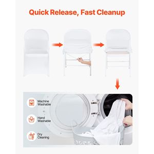 150 housses de chaise blanches en polyester et élasthanne, extensibles, à devant plat, pour mariages, réceptions ou banquets - Product Image 5