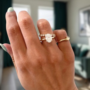 Oval Lab Grown Diamond Engagement Ring_ Twisted 14K Yellow Gold Band - Product Image 2
