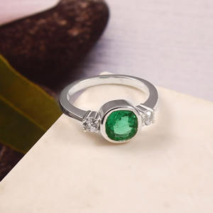 Bague pour homme en argent sterling 925 avec émeraude cultivée en laboratoire et zircone cubique, bijoux pour homme, bague en argent, bague de mariage - Product Image 3