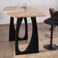 Table haute Vandana Urban Texture en bois d'acacia, 185 cm, avec pieds en métal noir, design Audacio
