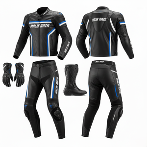 Combinaison de course en cuir de vache et gants en cuir de mouton, bottes de course Titanium-Slide - Kit de performance de luxe par Malik Raza - Product Image 6