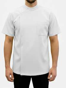 Uniforme de Barbero con Cierre Frontal - Bata de Corte de Pelo de Secado Rápido - Camisa Versátil para Estilistas Profesionales en Salones de Belleza - Product Image 3