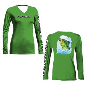 Wholesale V <b>Neck</b> Women's Red Long Sleeve Fishing Shirt With <b>Turtle</b> Print UPF 50 Anti UV Sun Protection Polyester/Spandex Jersey - Product Image 2