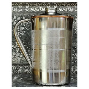 Red Paisley Printed Pure Copper Water <b>Jug</b> – Ayurvedic <b>Drinking</b> Pitcher with Copper Handle & Matching Lid – Direct B2B Supply - Product Image 6