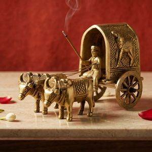 Sculpture de chariot de vache en laiton plaqué or, Art de la fonte antique, Figurine 3D de collection, Décoration religieuse - Product Image 6