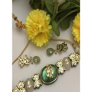 Magnifique ensemble collier ras-du-cou et boucles d'oreilles de luxe plaqué or avec pierres Moissanite de qualité supérieure, idéal pour femme, cadeau de mariage - Product Image 1