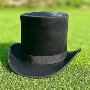 Premium Quality custom Handmade Black Silk <b>Top</b> Hat Victorian Steampunk Cosplay Hat - Product Image 4