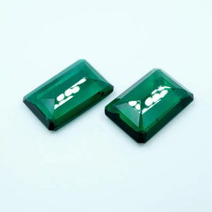Par de Esmeraldas Verdes Zambianas Cultivadas en Laboratorio, Corte Esmeralda Facetado, 23 Quilates, 19x13x6mm, HAYAAT GEMS, Cambio de Color para Joyería - Product Image 5