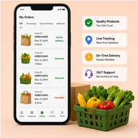 Aplicación Móvil Moderna Multi-idioma para Entrega de Comestibles, Compatible con MAC OS, Versión de Internet, Control de Inventario y Estado de Stock