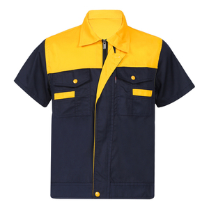 Mangoes Fashion Two-Pocket Cotton T-Shirts Unisex Motor Mechanic Uniform Short Sleeve Work Coat Overalls Reflective Detail Silk - Product Image 4