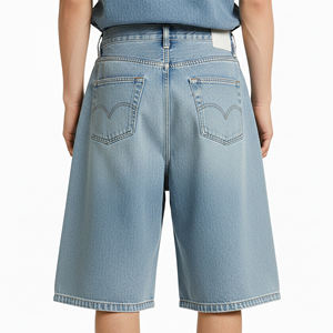 กางเกงยีนส์ขาสั้นทรงหลวมผ้าฝ้ายแท้ 100% คุณภาพสูง OEM/ODM สไตล์ลำลอง  ปักโลโก้ได้ตามต้องการ แฟชั่นทันสมัย - Product Image 6