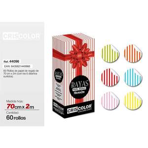 Papel de Regalo a Rayas de 70CMX2M, Artículos para Fiestas, Decoraciones Festivas - Product Image 1