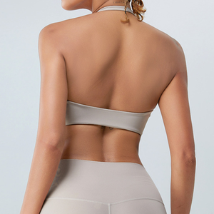 Sujetadores deportivos de impacto para mujer, sujetador de yoga con cuello halter, tirantes ajustables, espalda abierta, almohadillas extraíbles, sujetador con escote en V profundo - Product Image 2