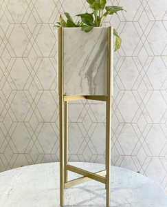 <b>Small</b> Indoor Marble Planter <b>Pot</b> Handmade Natural Stone Home Decor Elegant Luxury Design for Office Tabletop Bulk Wholesale - Product Image 3