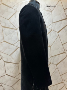 Asymmetrical Eagle Crest Black Velvet Sherwani Sweeping Bird Wing Motif Vertical Rainfall Sequence Coded Blazer - Product Image 2