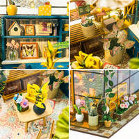 Kit de serre miniature en bois en gros, modèle de maison de poupée avec meubles et accessoires, décoration intérieure, cadeau, projets de loisirs créatifs