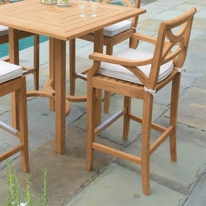 Chaise de bar d'extérieur en teck massif moderne - Meubles d'hôtellerie commerciaux écologiques, durables et résistants à l'eau - Product Image 4