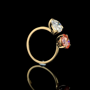 แหวนเพชรเลี้ยงสีชมพูและสีขาว รับรองโดย IGI ทอง 18K/14K/10K/950 สำหรับงานแต่งงานสำหรับผู้หญิง - Product Image 5