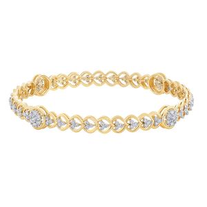 Yellow Gold Lab Grown Diamond <b>Infinity</b> Link Floral Station Bangle - Product Image 1