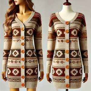 Women's Nylon/Acrylic Crew Neck <b>Cardigan</b> <b>Sweater</b> Regular Sleeve Open Stitch Casual All Seasons Solid Color Anti-Wrinkle - Product Image 5