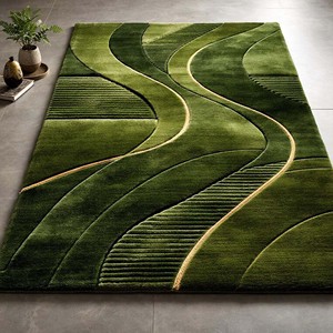 Abstract Green Carpet Modern Area Rug Hand Tufted Carpet For Living Room Bedroom Decorative <b>Floor</b> Rug Gift For Home Decor - Product Image 3