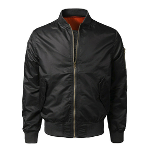 Men's <b>Black</b> Bomber <b>Jacket</b> 100% Polyester No Zip Casual Style Stand Collar Regular Fit Winter Outerwear Waterproof Reversible - Product Image 2