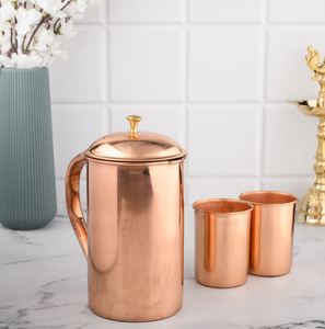 Copper <b>jug</b> set for premium daily <b>drinking</b> experience water metal set with glasses durable reusable kitchen drinkware - Product Image 4