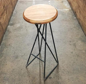 Taburetes de madera y metal hechos a mano para cocina, baño, exterior y mesita de noche, hierro antiguo, acero, chapado en oro y diseño moderno - Product Image 3