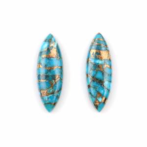 Turquesa Azul Cobre Natural de Alta Calidad, 10x30mm, Forma Marquesa Larga, Cabujón Calibrado de Base Plana, Gema Suelta para Joyería - Product Image 1