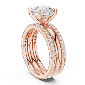 Anillo de Compromiso de Oro Rosa con Diamante Cultivado en Laboratorio, Corte Redondo, Anillo de Boda con Pavé, Joyería Nupcial Elegante para Mujer - Product Image 4