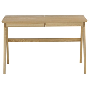 Mid-Century Modern Simplicity Natural Oak Study <b>Table</b> with Easy Installation Design and Sturdy Wood Legs for Home <b>Office</b> - Product Image 2