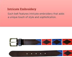 Ceinture Polo Unisexe Faite à la Main avec Perles, Ceinture de 1,5 pouce en Cuir de Vachette Pleine Fleur Premium d'Argentine, Style Western de Luxe - Product Image 3