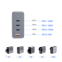 Chargeur rapide Tommox 140W PD3.1 haute vitesse USB-C, adaptateur de charge de voyage pour téléphones portables, chargeur mural pour Mac Book et smartphones