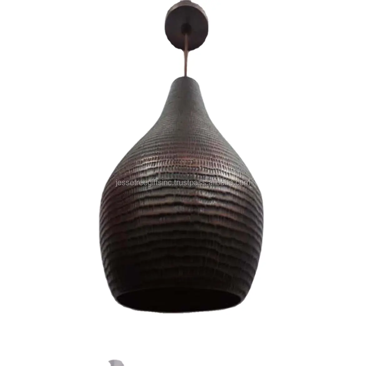Lámpara colgante de acabado de pintura en aerosol marrón de hoja de metal con diseño en relieve forma redonda excelente calidad para iluminación del hogar