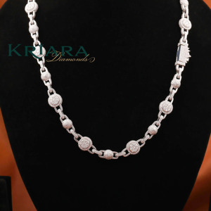 S925 <b>Silver</b> Rhodium Plated Lab Grown Diamond Link <b>Chain</b> Necklace Unisex Luxury Everyday Wear Fine <b>Chains</b> Jewelry - Product Image 3