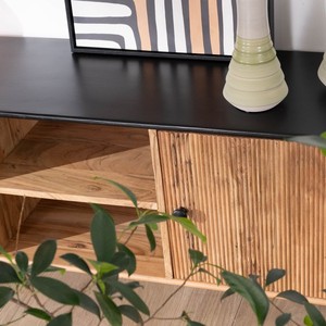 Meuble TV Vandana Ivory Harmony Large bicolore en bois et noir avec design vintage arrondi Boogie 175cm - Product Image 6