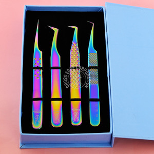 Private <b>Label</b> Eyelash Isolation <b>Applicator</b> Tweezers Mega Boot Volume Lash Tweezers Multicolor Fiber Tip for Eyelashes Extension - Product Image 2