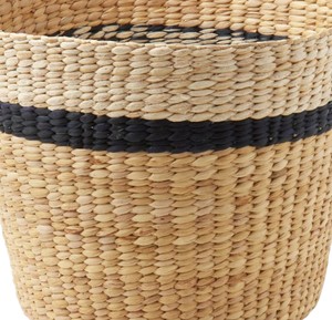 Natural Water Hyacinth <b>Basket</b> <b>with</b> Black Stripe Decorative <b>Storage</b> <b>Basket</b> for <b>Shelf</b> Living Room Bedroom Organization - Product Image 5