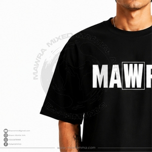 Camiseta negra de manga corta para hombre Mawra con estampado de letras en la parte delantera, cuello redondo, estilo casual, para unisex. - Product Image 3
