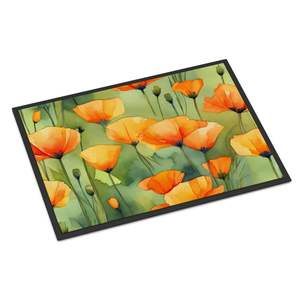 California coquelicots aquarelle paillasson antidérapant intérieur/extérieur tapis d'entrée faible pile 24H X 36W lavable tapis de porte avant - Product Image 1