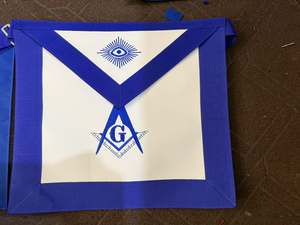 Delantal blanco masónico latón de alta calidad logotipo personalizado decoración con cuentas brújula cuadrada máquina bordada cinturón ajustable bolsillo - Product Image 3