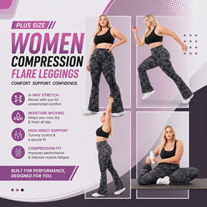 กางเกงเลกกิ้งลายพรางขายส่งสำหรับผู้หญิงไซส์พลัส กางเกงโยคะรัดรูป กางเกงออกกำลังกายทรงขาบานแบบรักษ์โลกสำหรับผู้หญิง - Product Image 5