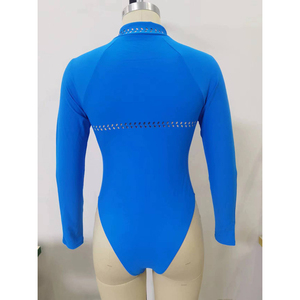 Traje de baño de una pieza de manga larga personalizado para mujer con cremallera frontal, corte láser, protección UPF 50+, para surf, 2026 - Product Image 6