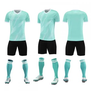 Ensemble de maillot de football blanc et bleu pour homme, manches courtes, col en V, polyester respirant, uniforme toutes saisons, vêtements pour adultes - Product Image 2