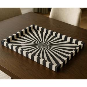 Plateau Feng Shui de Luxe Fait Main Écologique avec Incrustations en Os – Design Décoratif Élégant, Qualité Supérieure pour la Maison et la Cuisine (Idéal pour Servir) - Product Image 4