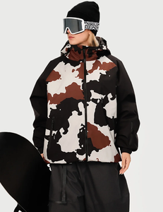 Unisex Ski Camo Hooded Waterproof Windproof Insulated Snowboarding <b>Jacket</b> Lightweight Zipper 100% Polyester Winter Outdoor - Product Image 5
